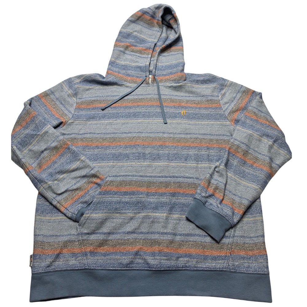 Hang Ten Mens Blue Striped Pullover Hoodie Surf French Terry Large RN 85773